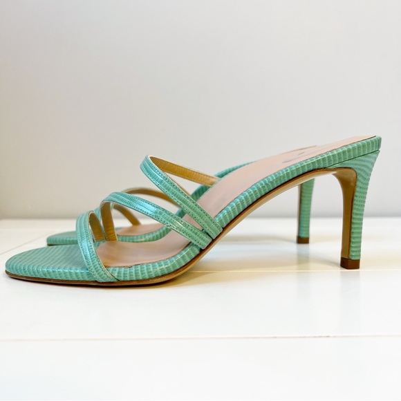 Inez Sofia Embossed Leather Strappy Slide Sandals Spearmint Lizard Size 7 - Picture 4 of 11